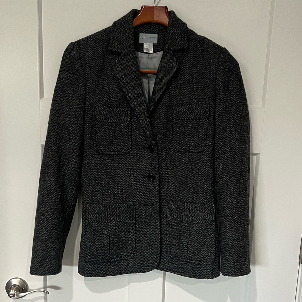 Laura Clement Herringbone Shetland Wool Blazer Sz 4